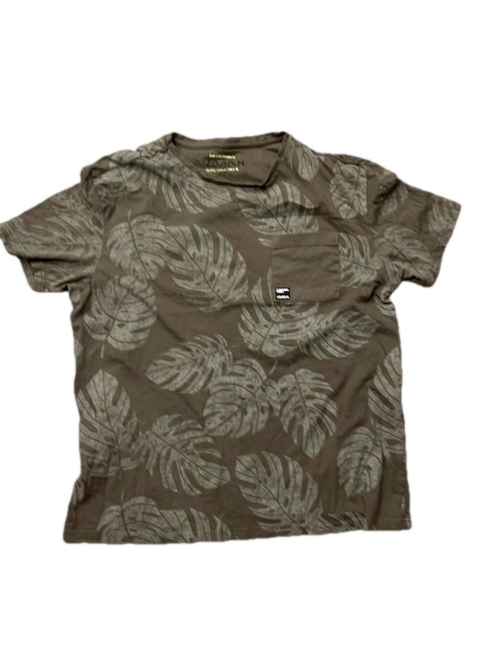 Losan T-Shirt XL #311-1024 Tropical Print  Short Sleeve 100% cotton khaki combo
